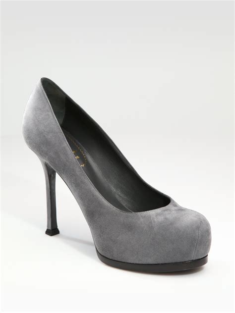 ysl gray heels